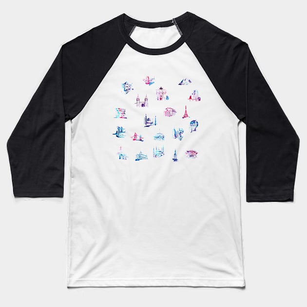 Famous buildings from all over the world. To travel is to live Baseball T-Shirt by BoogieCreates